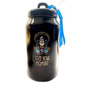 Rae Dunn Disney Pixar CoCo Ernesto “Seize Your Moment” Black Canister With Lid